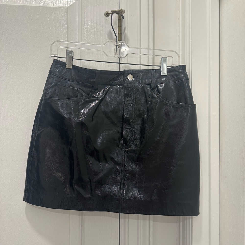 LPA patent leather mini skirt